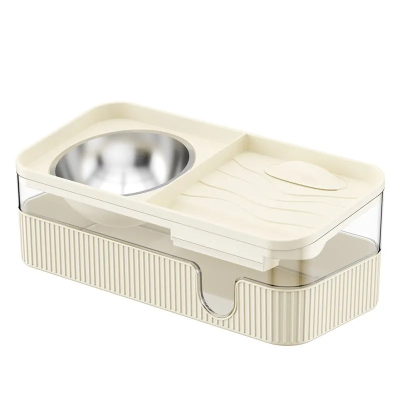 Automatic filtration and circulation cat water dispenser in cream colour with PP and stainless steel bowl