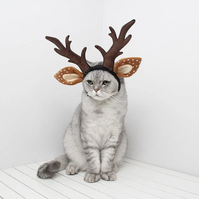 Brown polyester deer antler holiday anti-slip headband on display