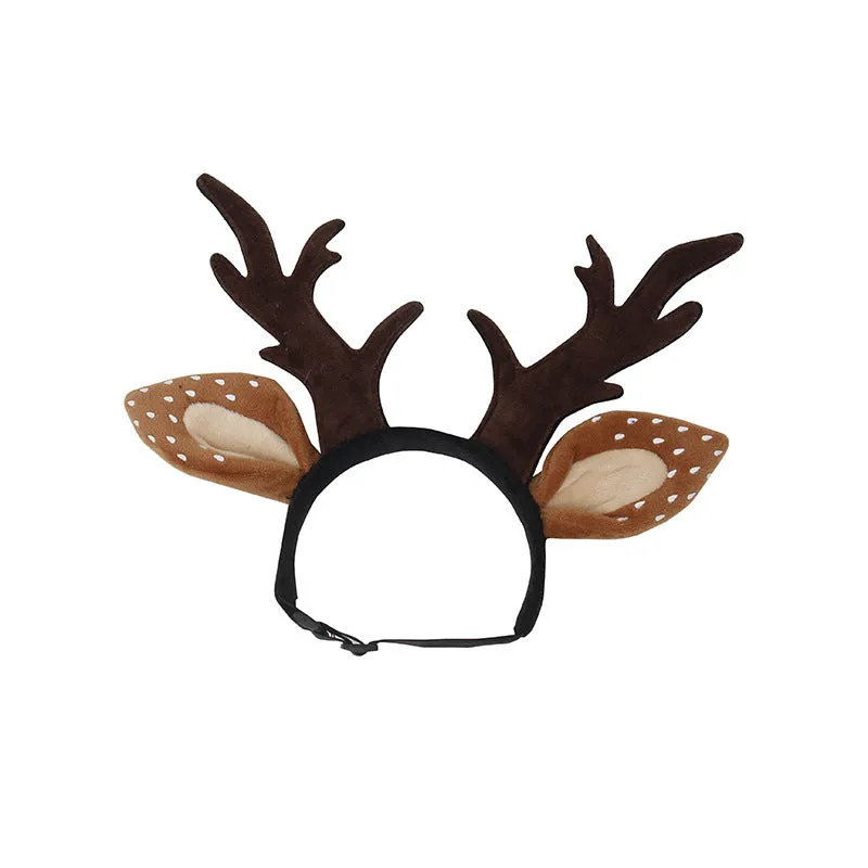 Brown polyester deer antler holiday anti-slip headband on display