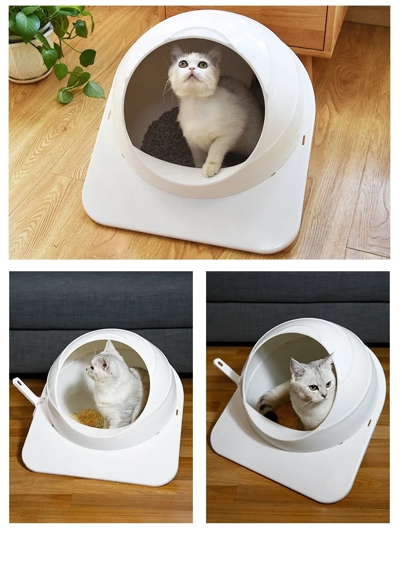 Large Ariston coloured enclosed cat litter tray with deodorising lid and carry handle
