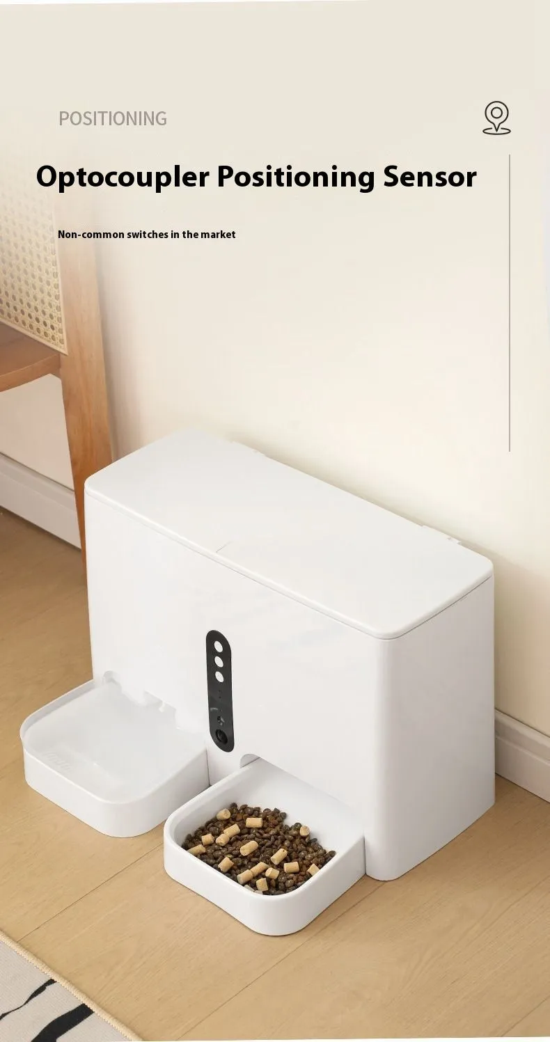 White pet intelligent feeding and drinking all-in-one machine with plastic construction, dimensions 420x175x280mm