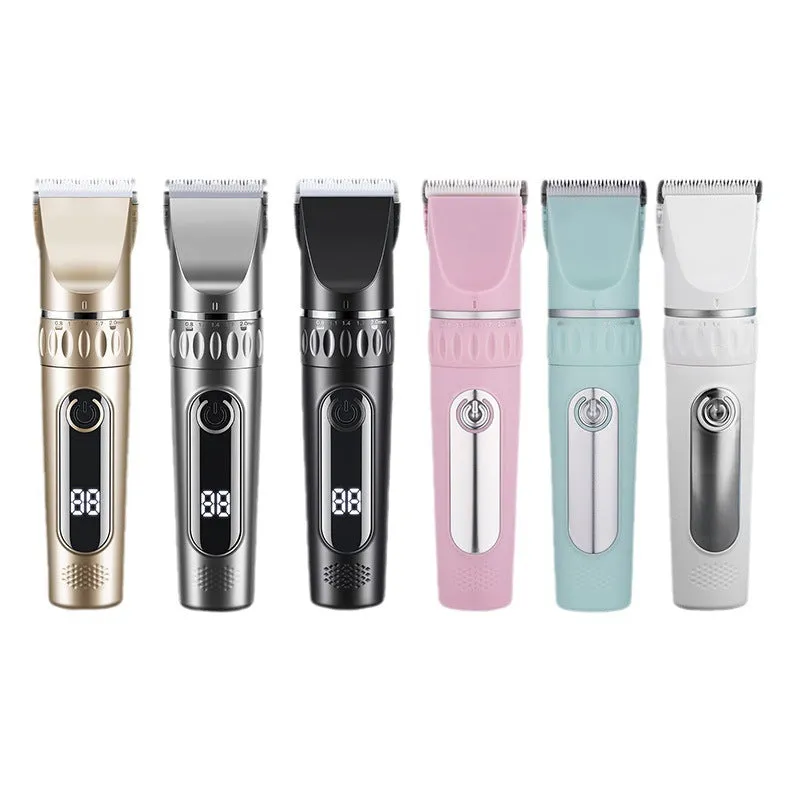 Multifunctional pet hair clipper suit in gun grey silver with two-speed brushed motor and cleaning brush