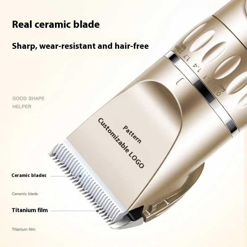 Multifunctional pet hair clipper suit in gun grey silver with two-speed brushed motor and cleaning brush