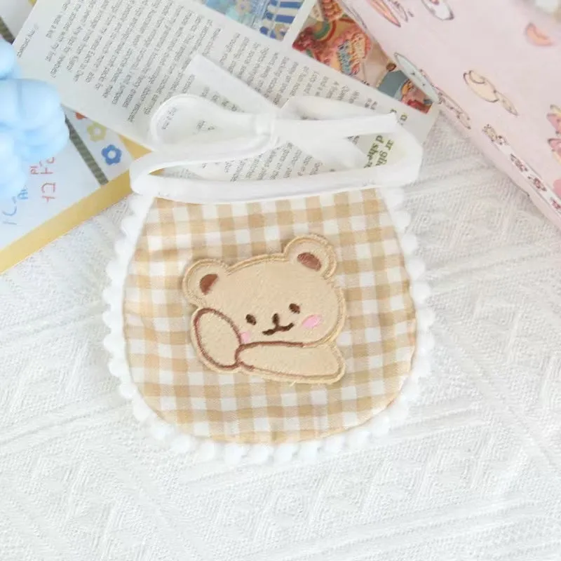 Cartoon mohair pet saliva towel cat bib dog lace scarf in bear with hat design on small pet