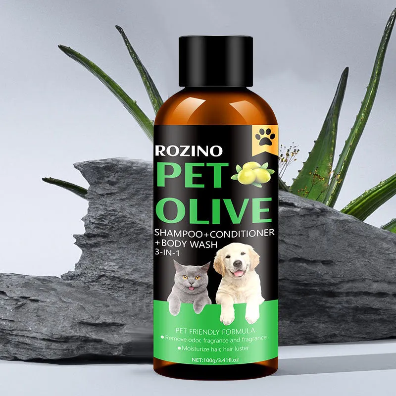 Olive deodorant mite removal lasting fragrance three-in-one pet shampoo 100g for cats and dogs
