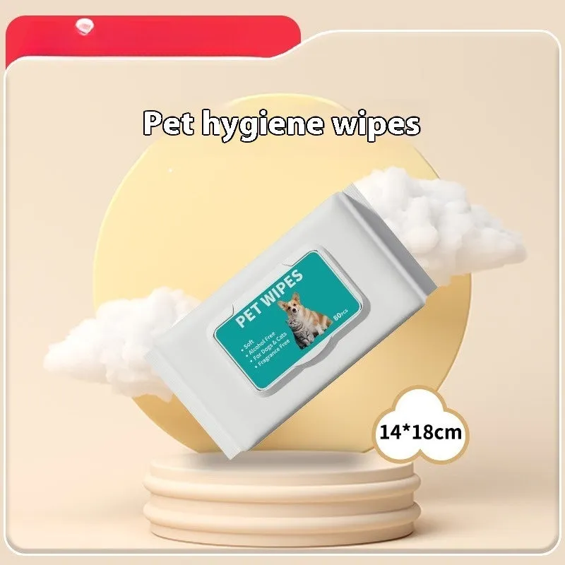 Pet hygiene wipes in 10-draw dispenser pack for cleaning dog or cat paws and coat