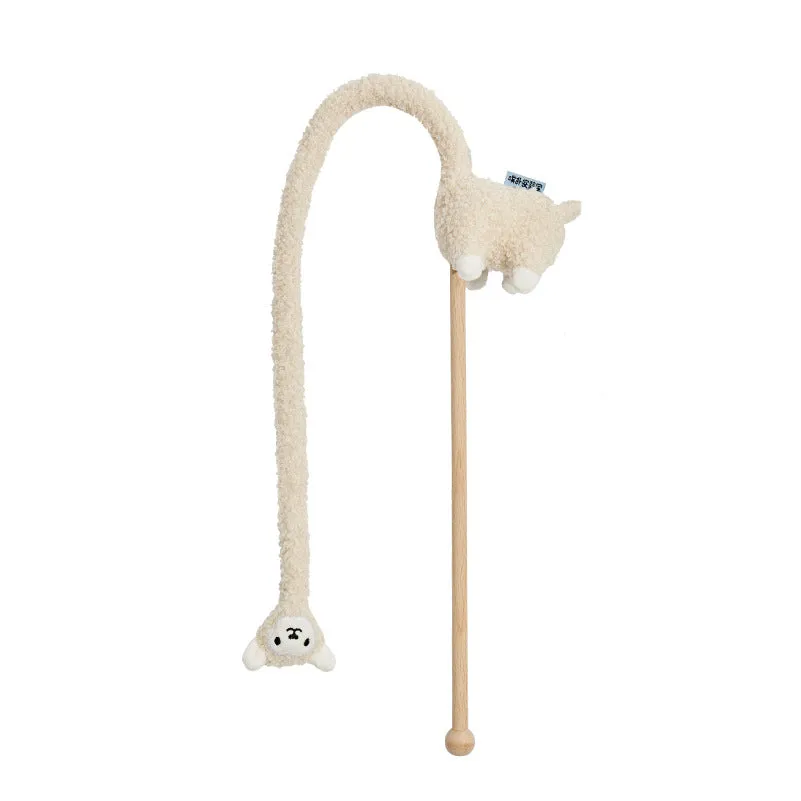 Poop Laboratory Magic Animal Cat Teaser Alpaca plush cat toy with sound feature and teasing stick
