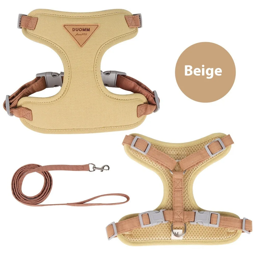 Cat chest harness and rope set in beige, sizes XS to L