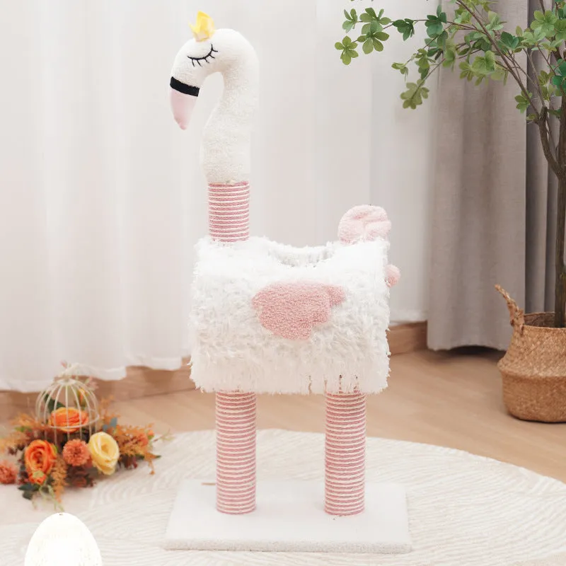 Multi-functional sisal cat climbing frame with nest in pink colour for indoor cats