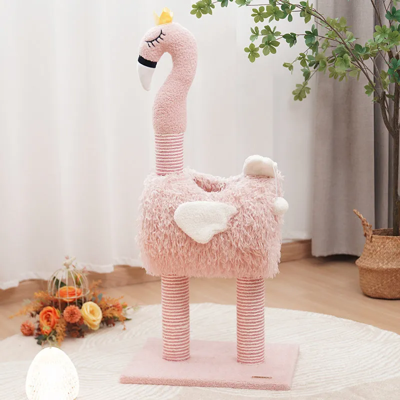 Multi-functional sisal cat climbing frame with nest in pink colour for indoor cats