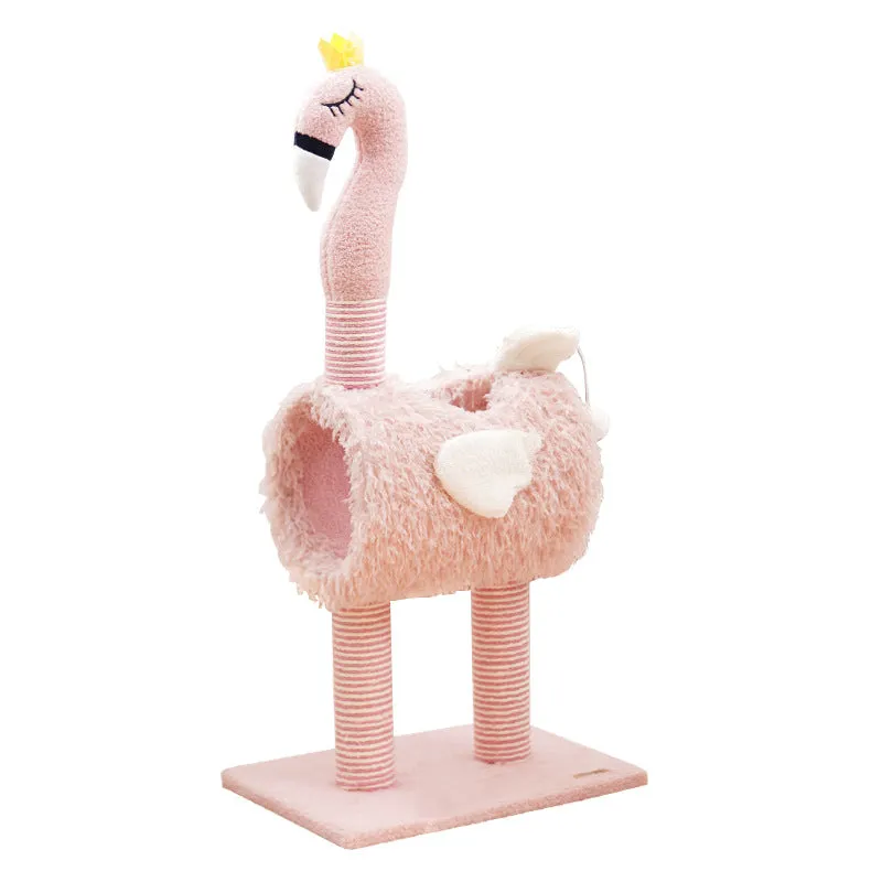 Multi-functional sisal cat climbing frame with nest in pink colour for indoor cats