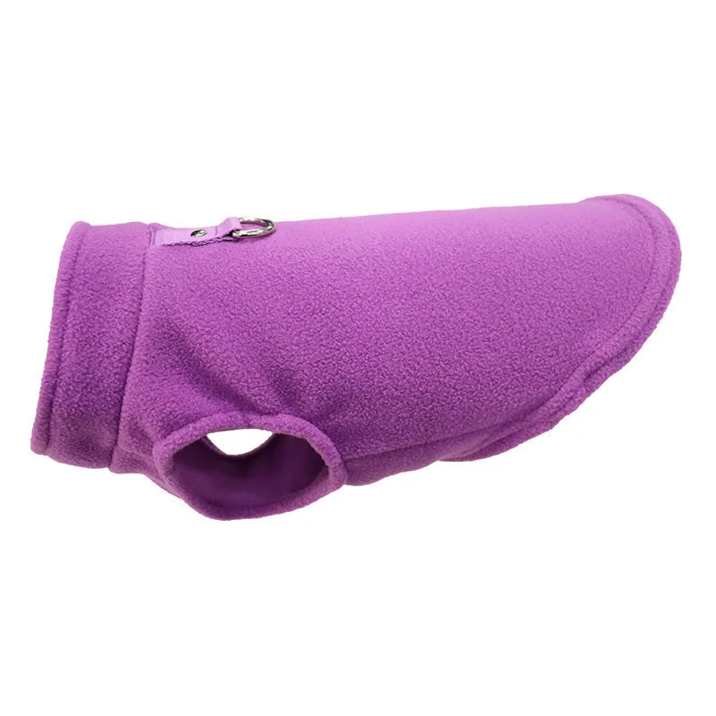 Polar fleece dog waistcoat winter coat in solid colours including red, black, blue, grey, green, purple, pink, brown