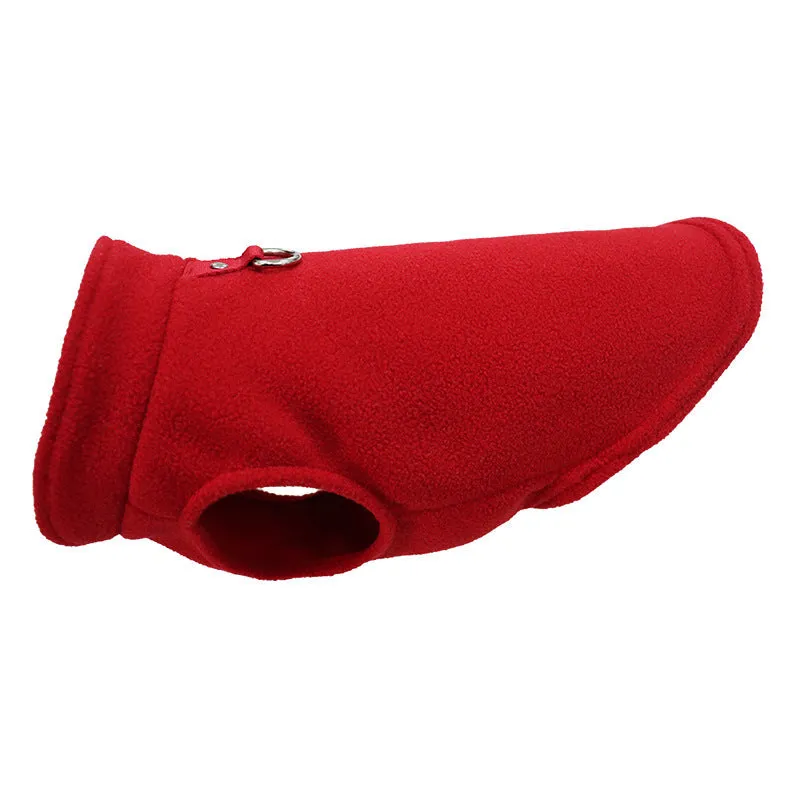 Polar fleece dog waistcoat winter coat in solid colours including red, black, blue, grey, green, purple, pink, brown
