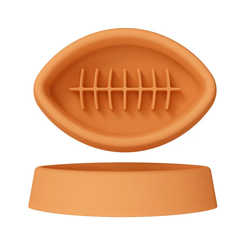 Silicone slow feed pet bowl with suction cup base in blue, grey, orange and red colour options