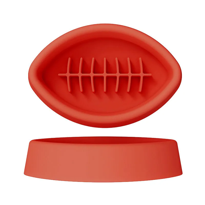 Silicone slow feed pet bowl with suction cup base in blue, grey, orange and red colour options