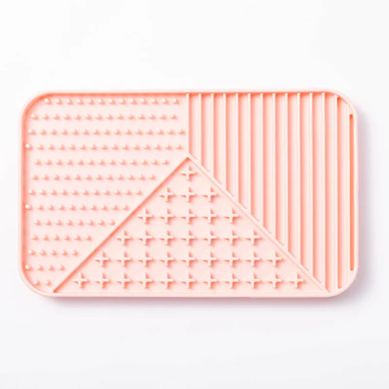 Silicone pet licking mat with suction cup base in pink, grey and khaki colour options
