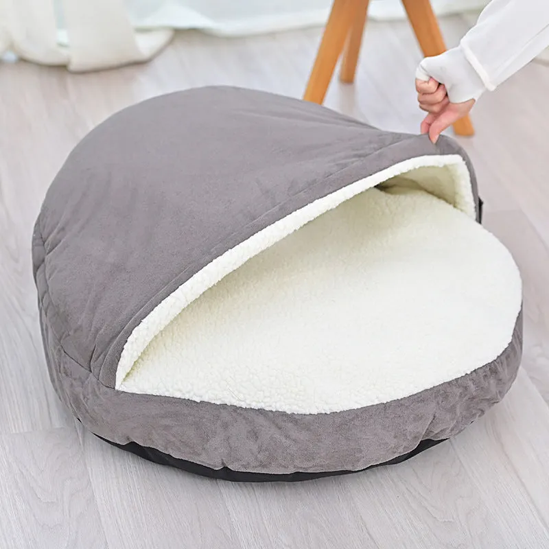 Brown removable cloth dog kennel bed for small to medium dogs