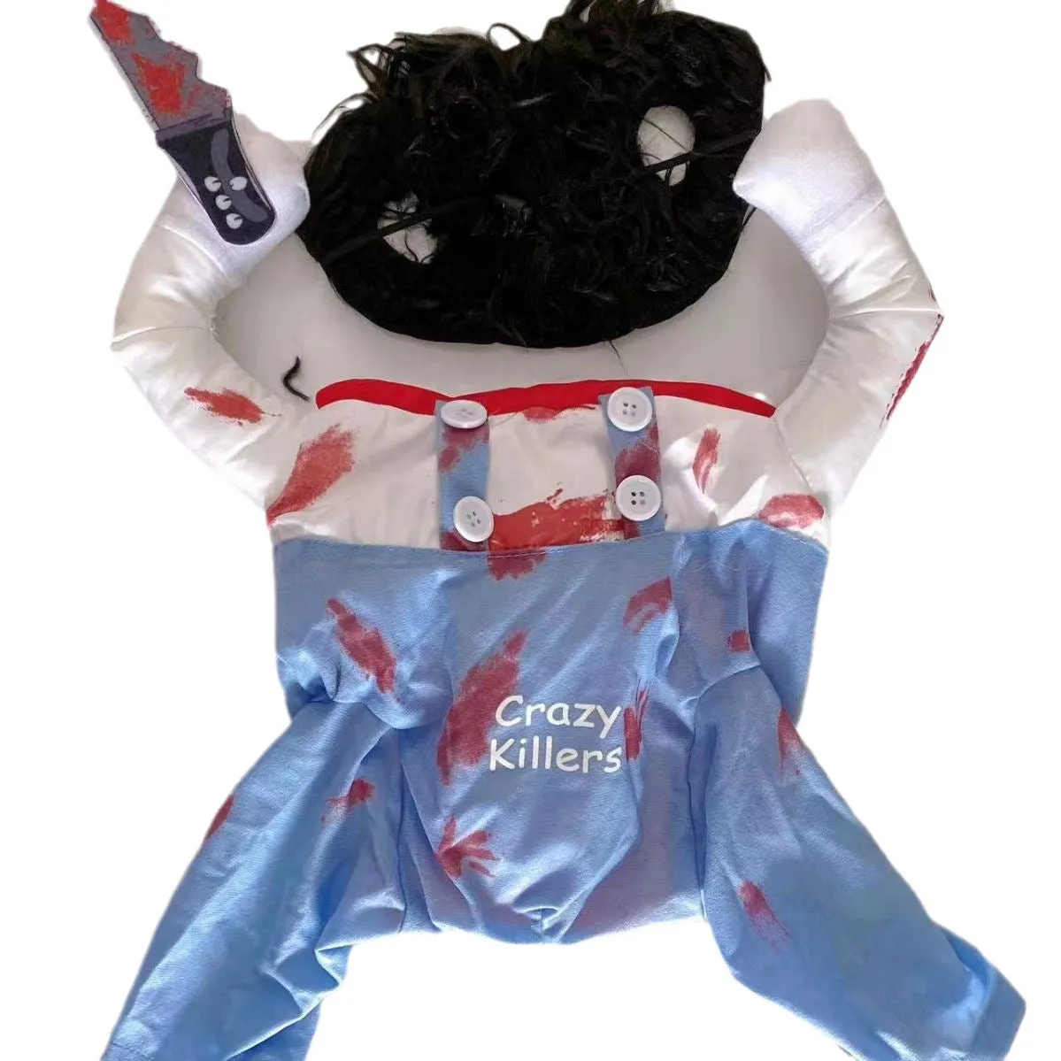 Bloody doll pet costume for Halloween with sand carving patterns on polyester fabric