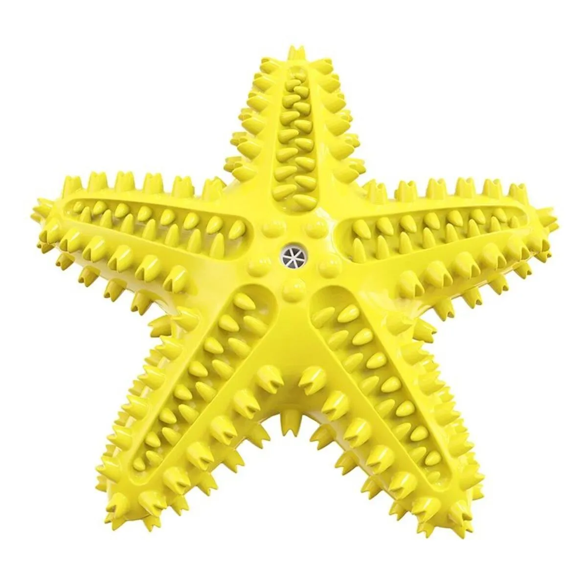 Edible TPR starfish-shaped dog chew toy with squeaker for large breed dental care