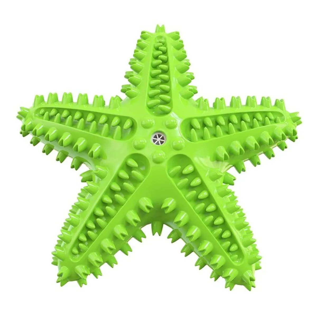 Edible TPR starfish-shaped dog chew toy with squeaker for large breed dental care