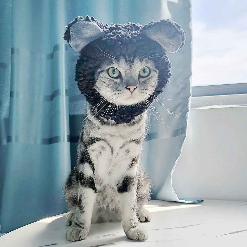 Embroidered cloth pet headgear with sunflower design for cat costume and dress-up occasions