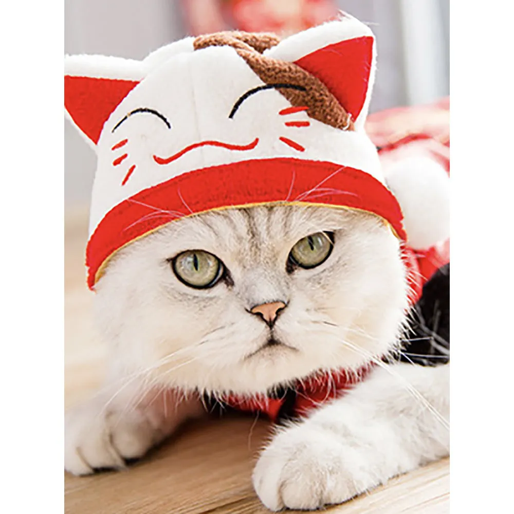 Embroidered cloth pet headgear with sunflower design for cat costume and dress-up occasions