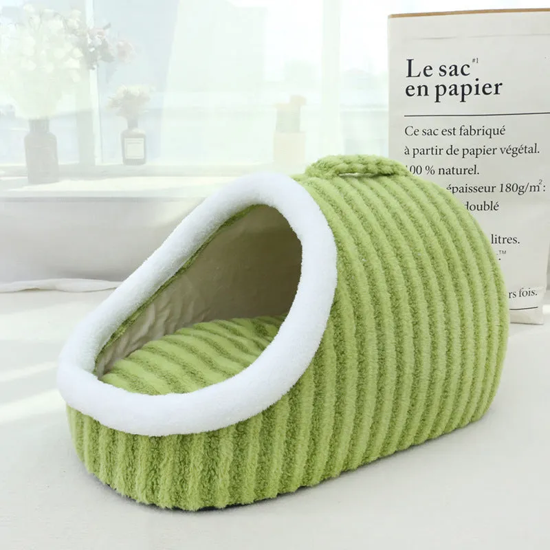 Thickened three-dimensional macaron-style cat bed in blue colour, showing double-piece construction