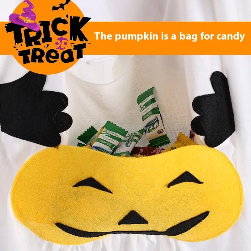 White pumpkin ghost dog costume suit for Halloween with viscose fabric in S M L sizes