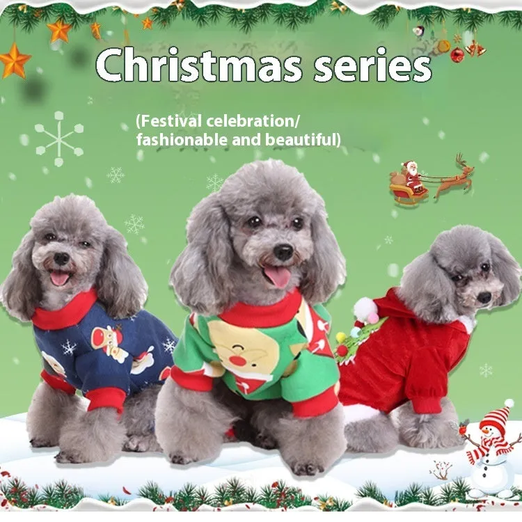 Range of pet costume clothes for cats and dogs including Christmas and character designs.