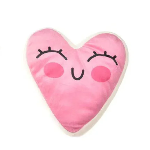 Soft plush dog chew toy with a squeaker, in a choice of bone and heart-themed colours.