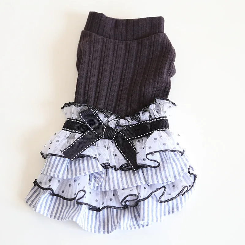 Polka dot lace cake dress pet clothing in princess style for small dogs