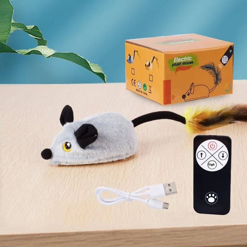 Simulation remote control plush cat toy with automatic induction movement in mouse designs