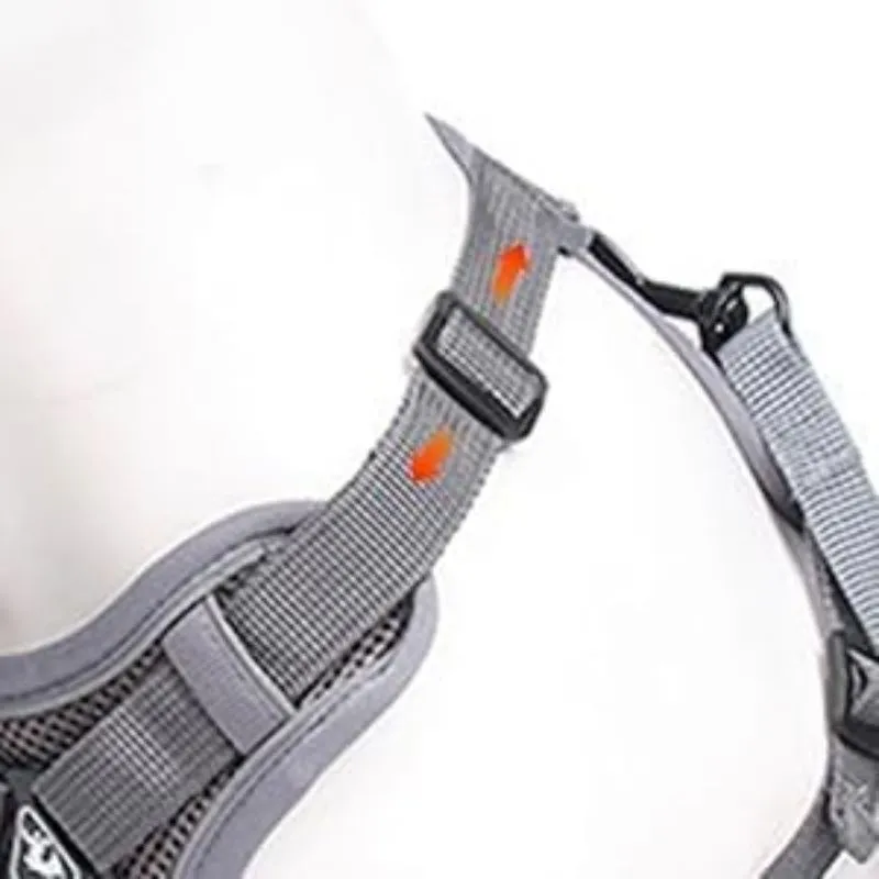 Adjustable soft mesh cat harness and leash set with reflective strips shown in blue, coffee, and grey colours.