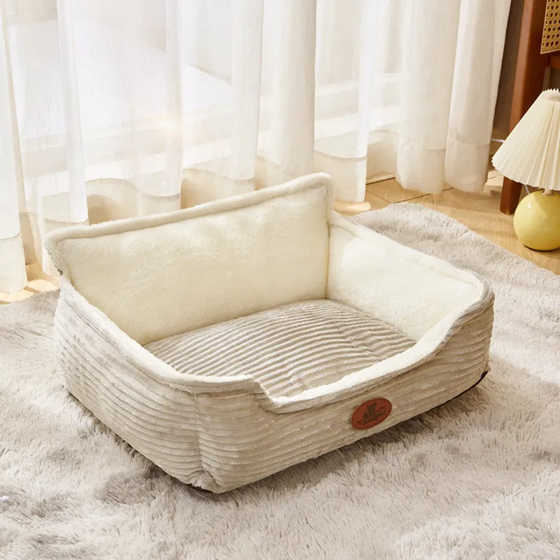 Removable washable pet bed cushion for dogs and cats in coffee colour