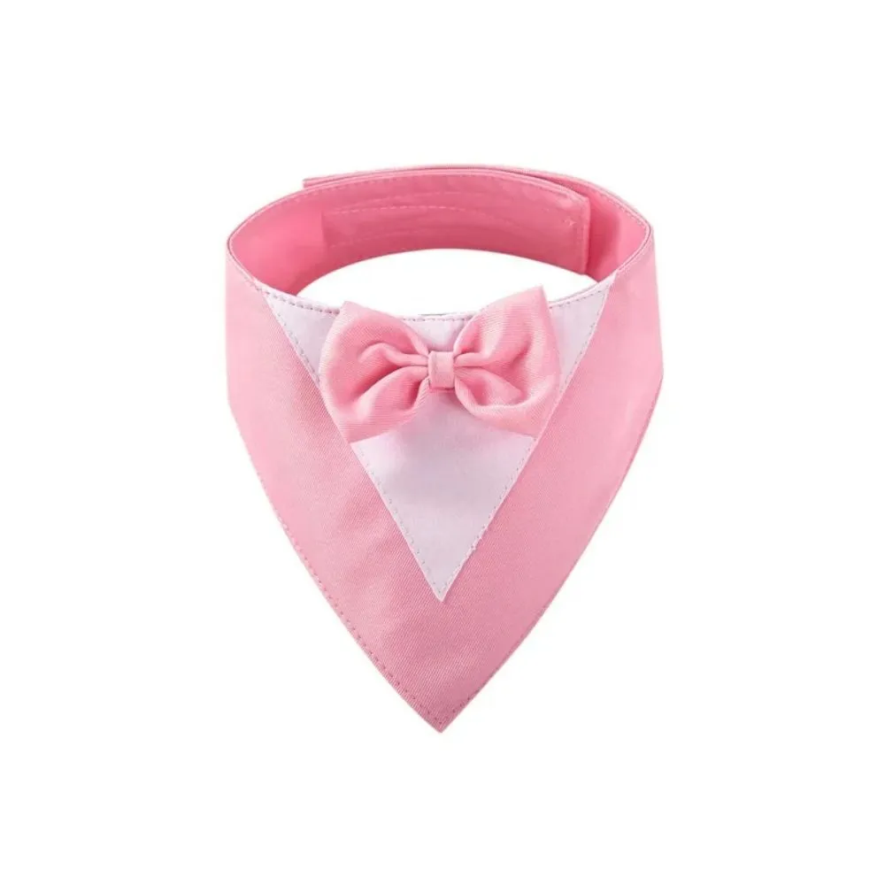Colourful cotton dog bandana bib scarf with absorbent layer shown in multiple sizes on a collar.