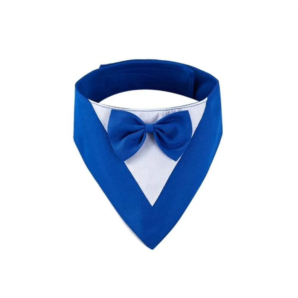 Colourful cotton dog bandana bib scarf with absorbent layer shown in multiple sizes on a collar.