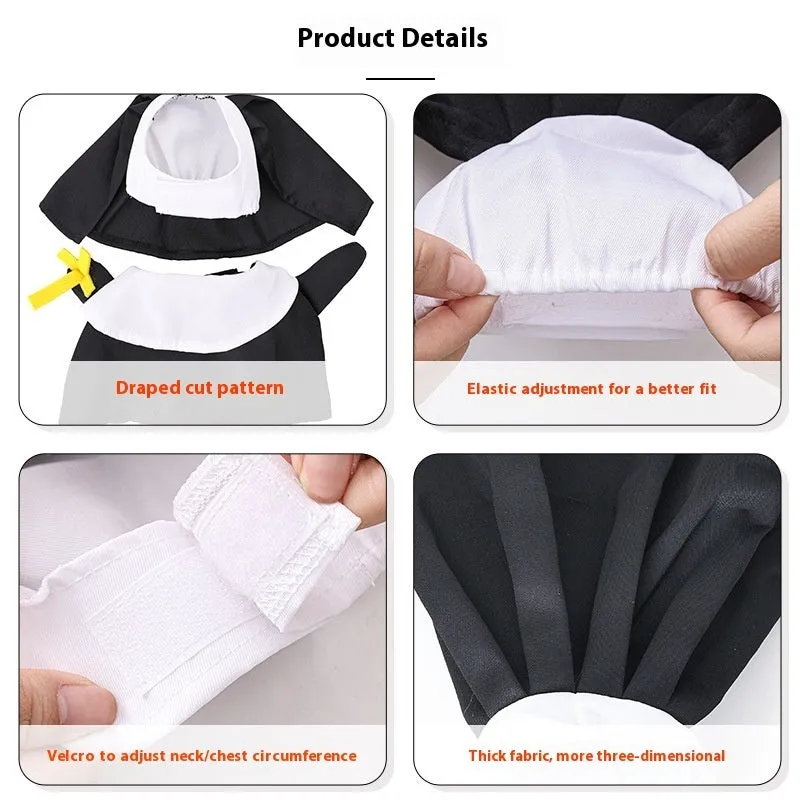 Black polyester nun costume for cat or dog Halloween dress-up in free size