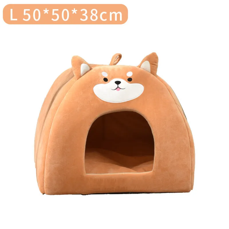Warm cloth cat bed for autumn and winter, machine washable, in small medium large sizes.