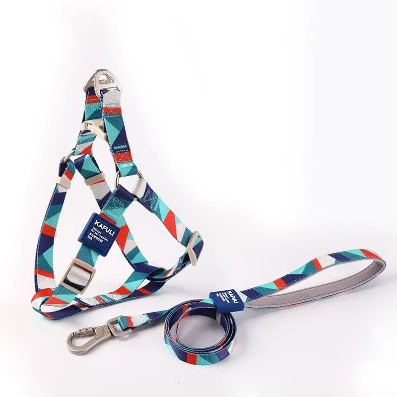 Polyester dog vest haulage rope package with chest strap and traction rope in multiple colours