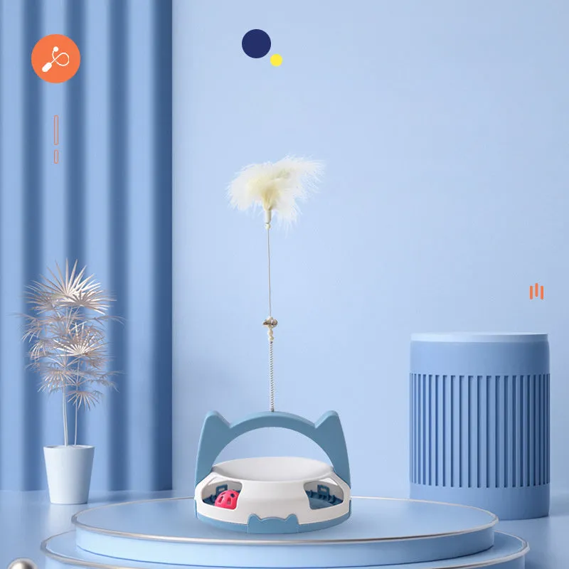 Bite-resistant cat toy stick with spinning ball attachment in multiple colour options