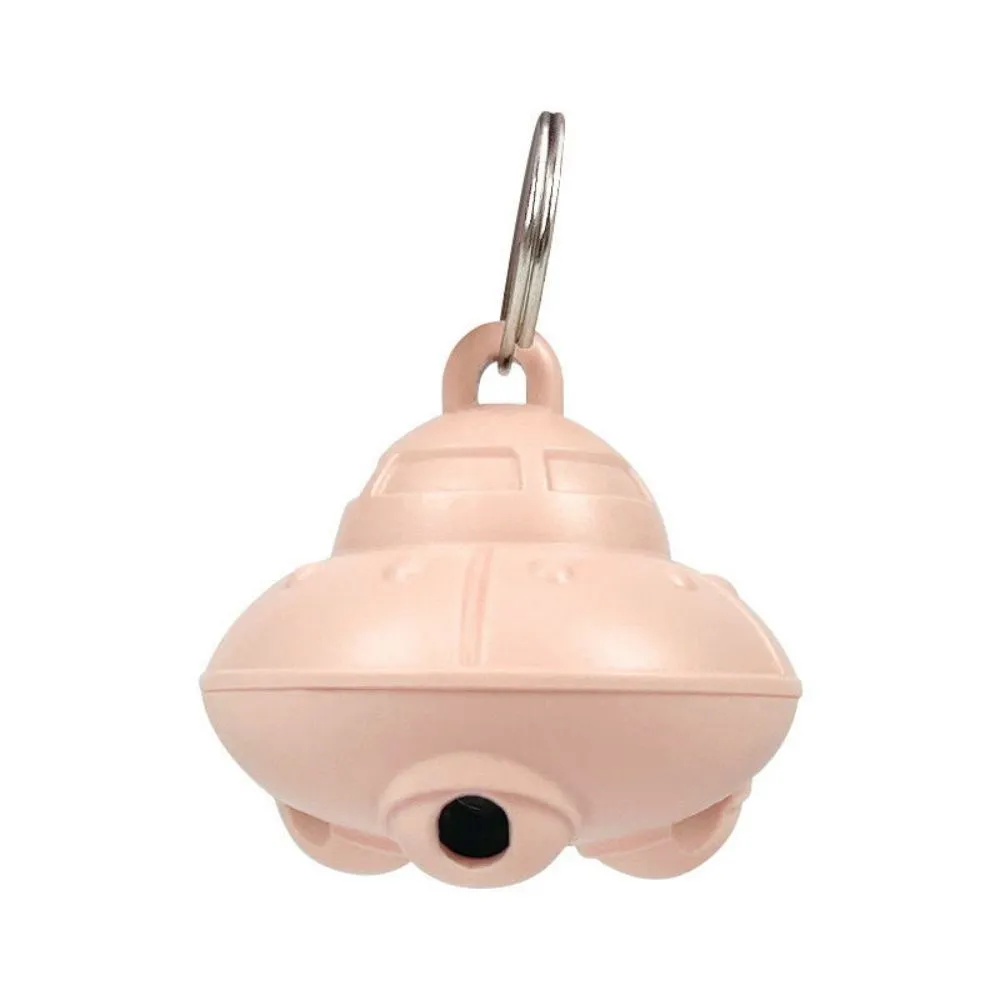Green USB-rechargeable cat collar laser toy with rotating mechanism on cat collar