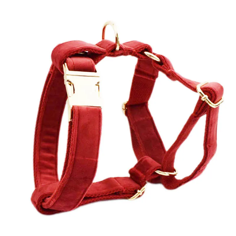 Cloth dog collar set with matching leash, vest, bow, and decorative flower accessories