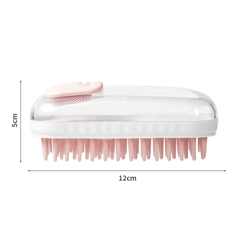 Silicone pet bath brush with flexible bristles for washing cats and dogs in bath