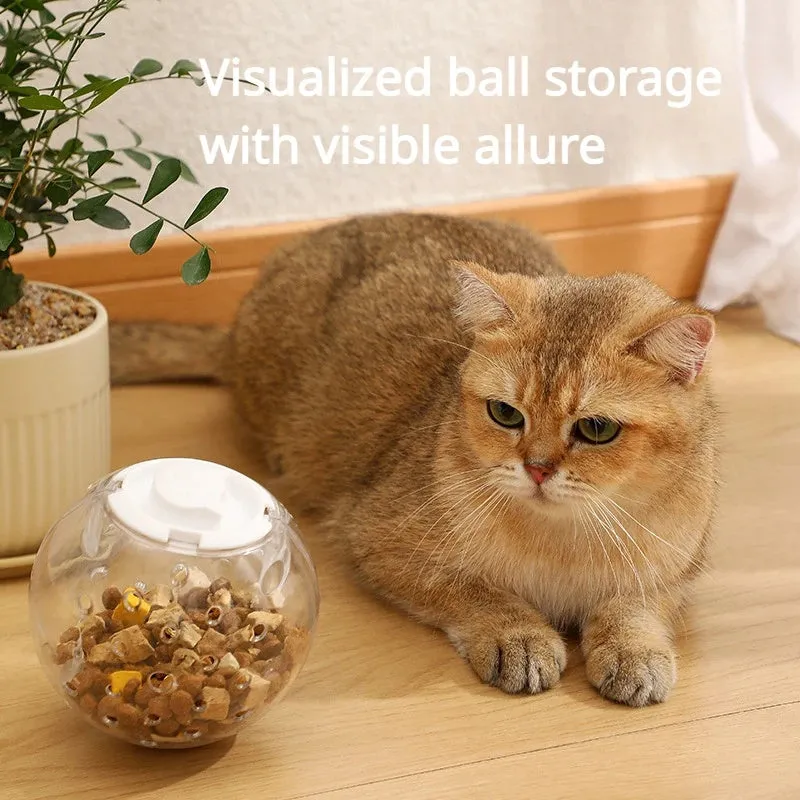 Blue, pink, or white 11.5cm ABS plastic slow feeding ball for dogs and cats with treat dispensing holes