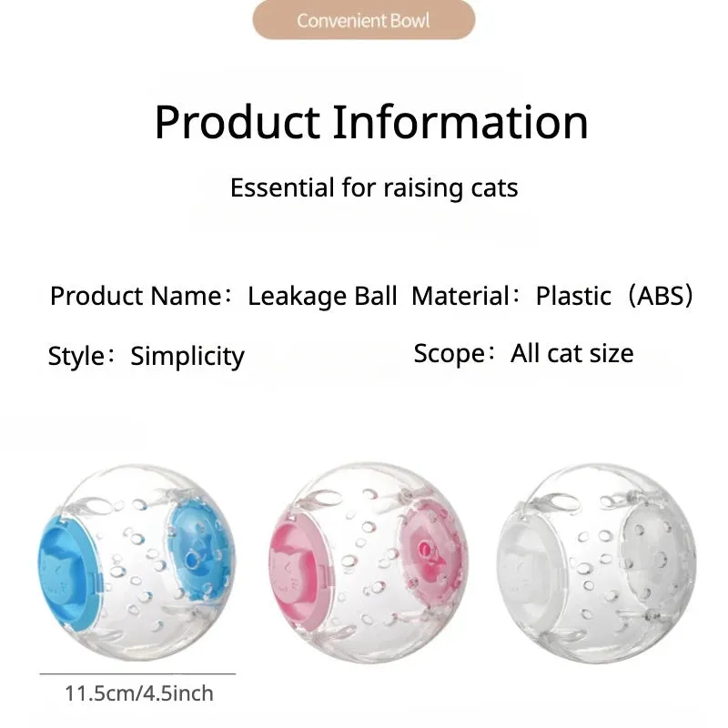 Blue, pink, or white 11.5cm ABS plastic slow feeding ball for dogs and cats with treat dispensing holes