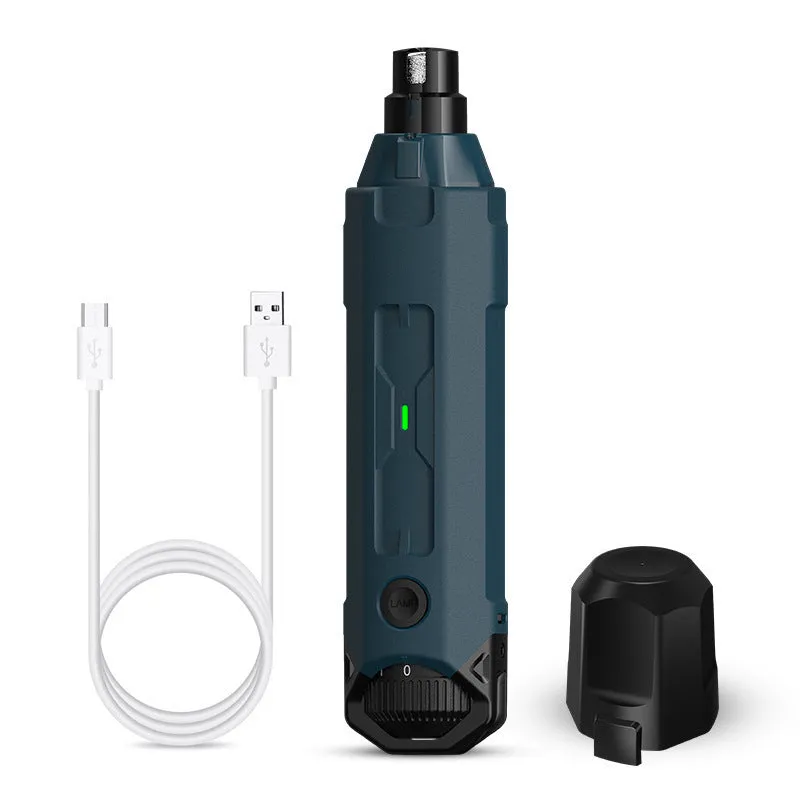 Dark blue pet nail trimming device with LED light and rotary speed control