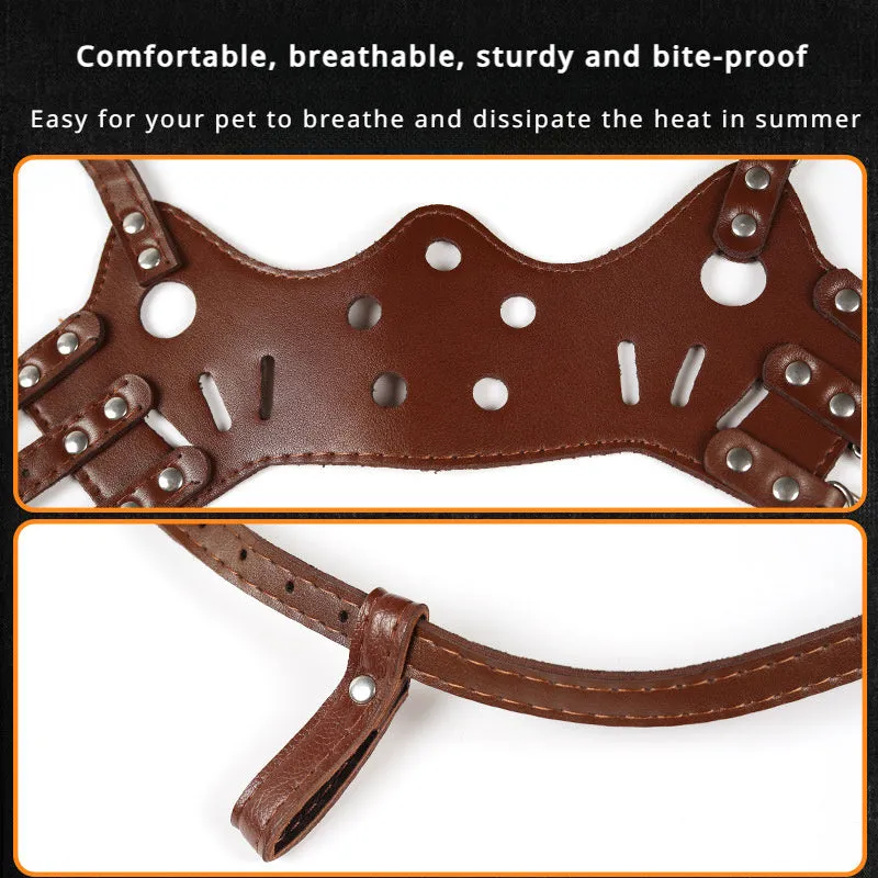 Adjustable dog muzzle mouth cover for barking control and bite prevention in black