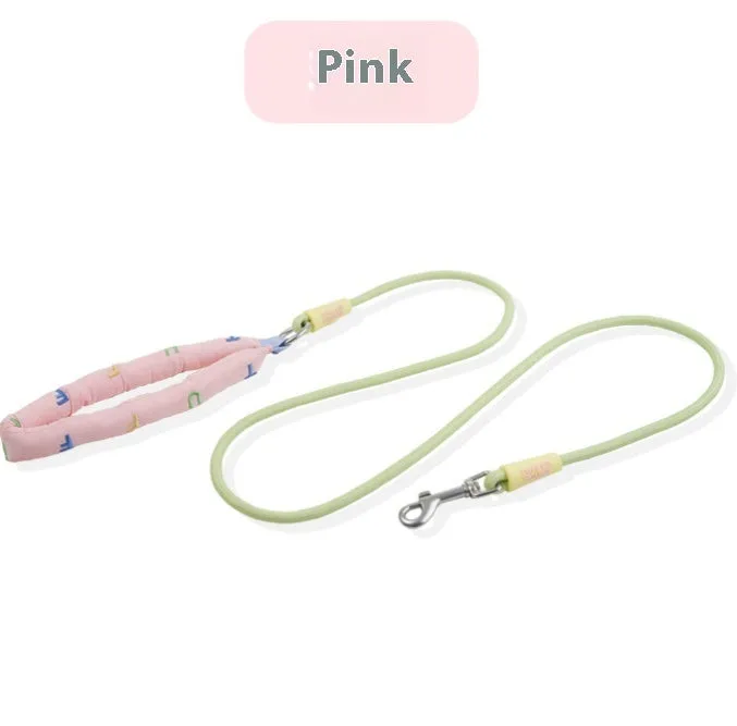 Polyester dog leash with hand-holding rope in one of four colours: green, pink, purple, or raspberry powder.
