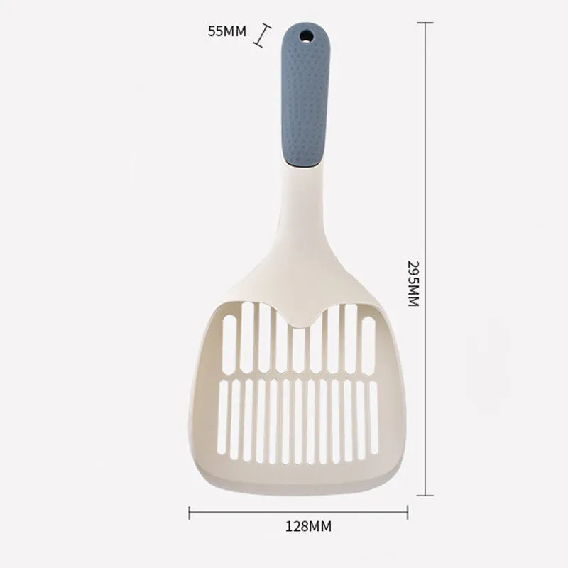 Large white plastic cat litter shovel with slotted drainage holes on a 22cm wide scoop