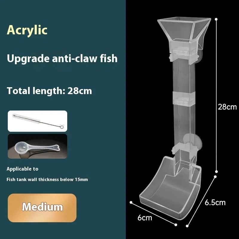 Aquarium fish feeding tube set with cleaning brush and feed spoon in 17cm, 28cm, or 38cm sizes.